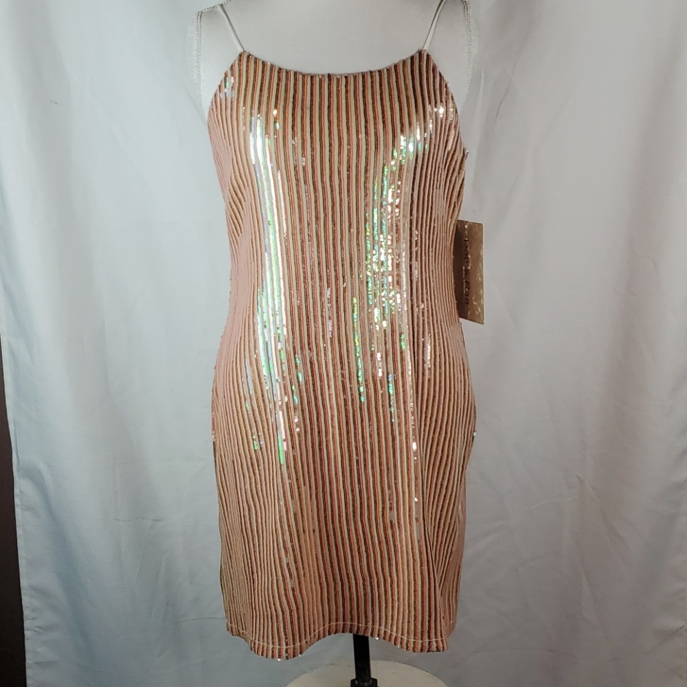 Doe & Rae Sequin spaghetti strap mini dress in a size Small
